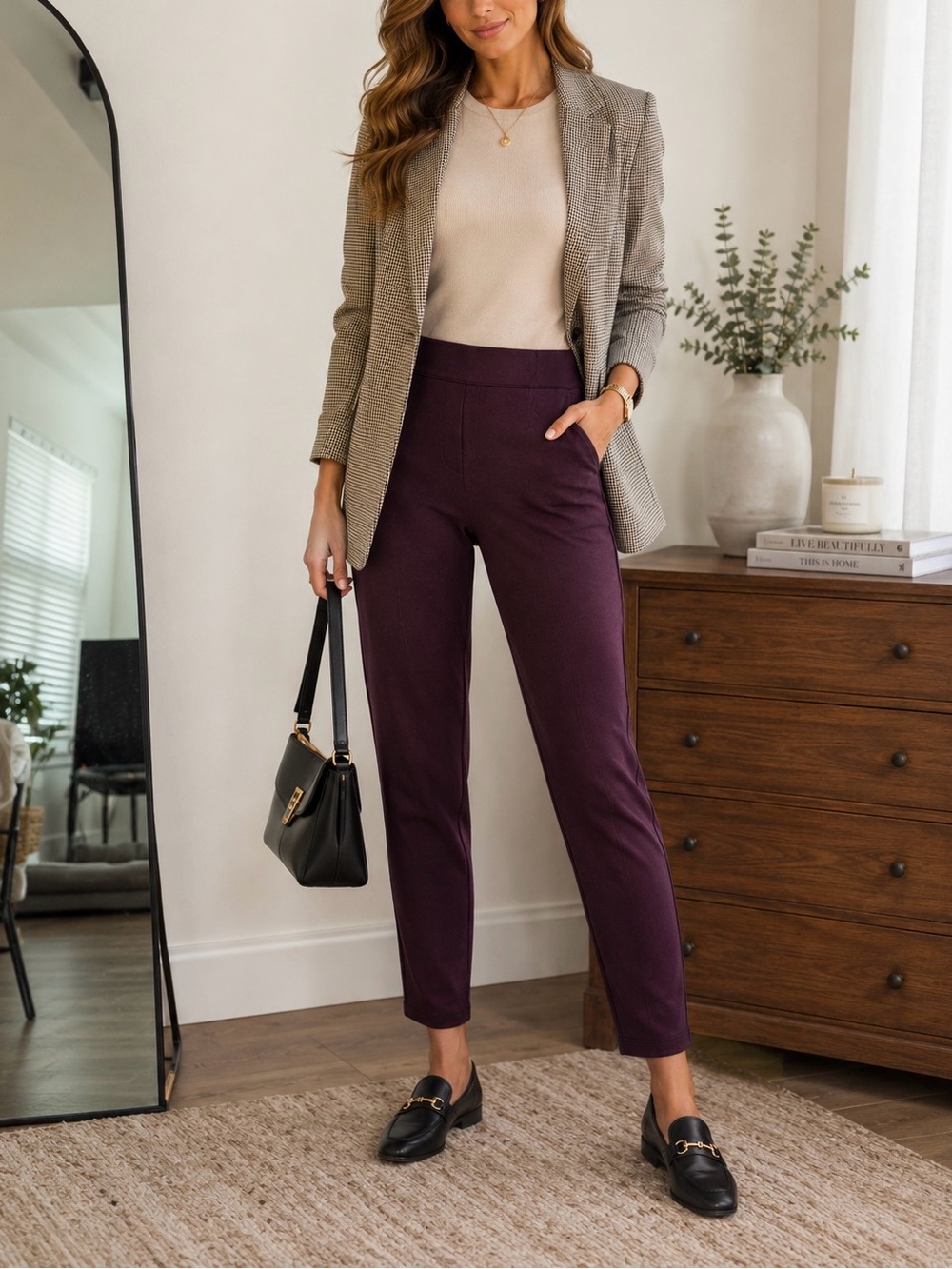SPANX Burgundy Pull-On Ponte Pants 3X Slimming Stretch